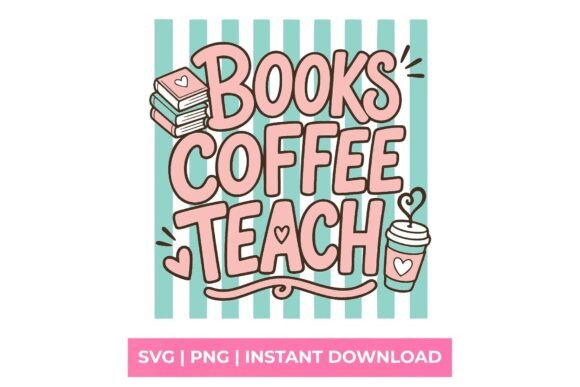 Books Coffee Teach Retro Teal SVG Review