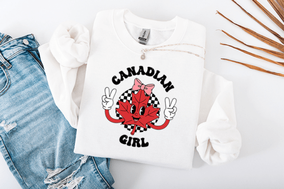 Canadian Girl SVG - Retro Maple Leaf