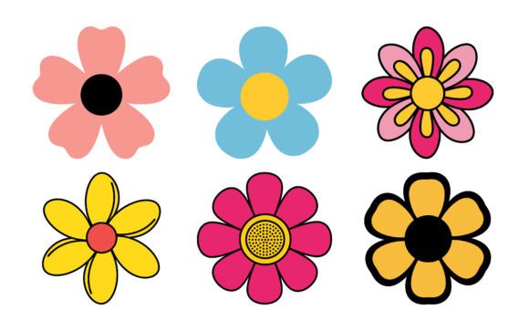Retro Flower SVG PNG Clipart Design