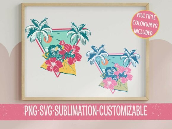 Retro Tropical SVG Palm Tree Beach Sunse Review