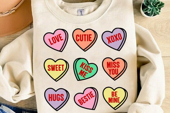 Retro Valentines SVG, Candy Hearts PNG