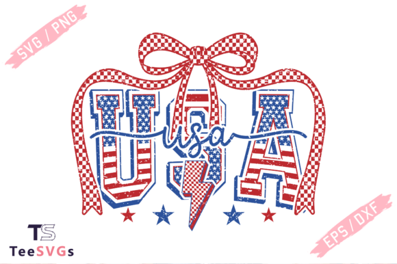 USA Coquette Bow Svg, Retro America Svg